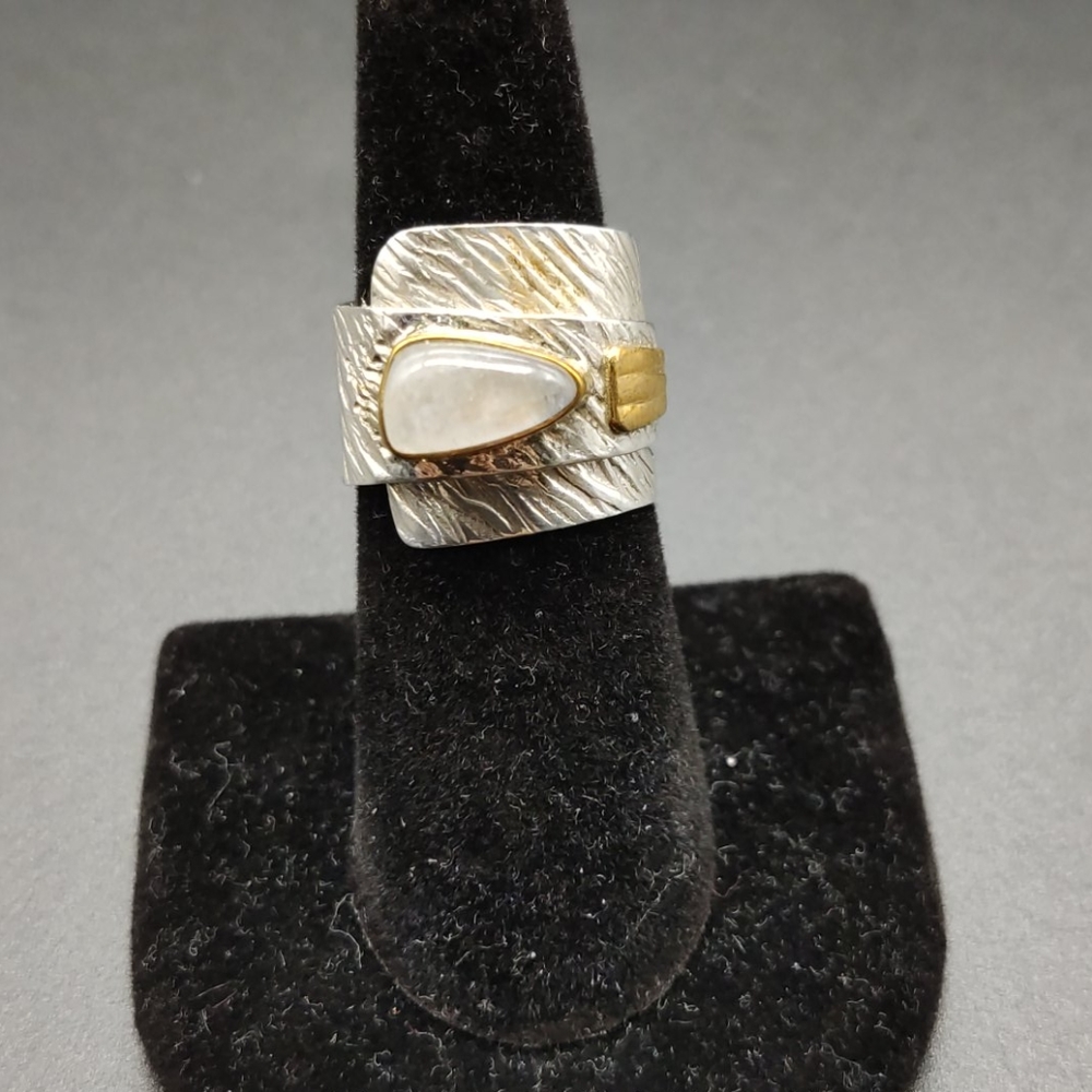 Adjustable Custom Stone Silver Ring - image 6